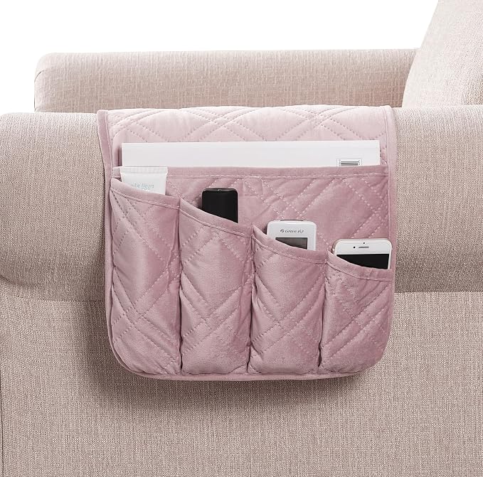 Brilliant Sunshine Silver Pink Velvet Velvet Couch Armrest Cover, Armrest by BrilliantSunshine