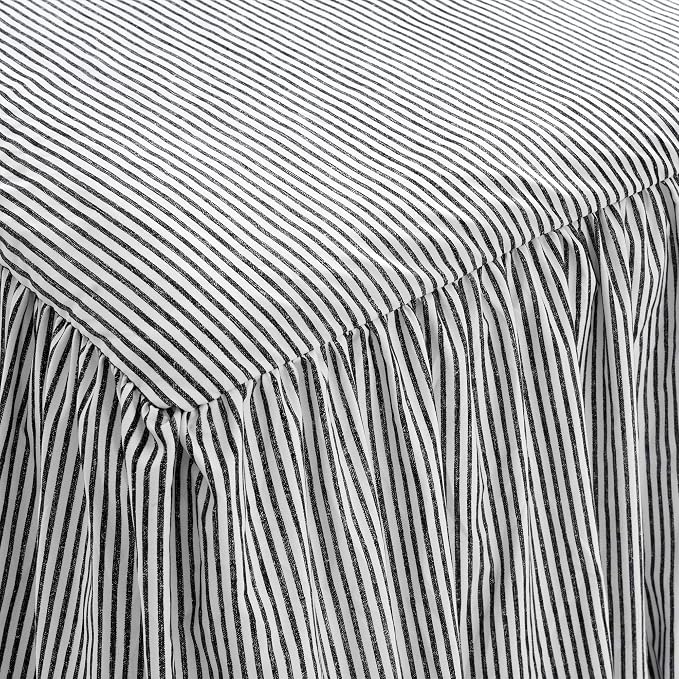Lush Decor Ticking Stripe Bedspread King Size 3 Piece Set Black - Image 3