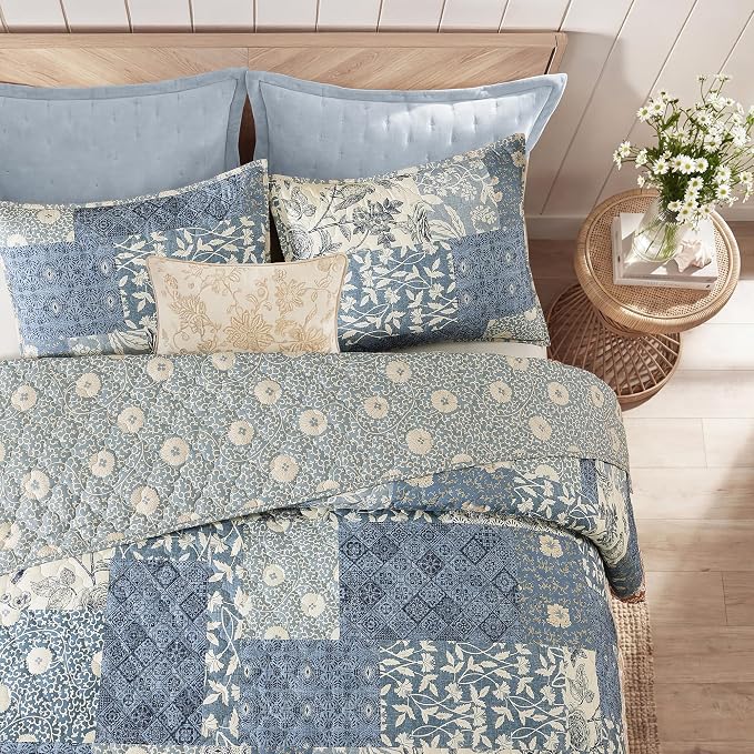 Twin/Twin XL Quilt Set-2 Pieces Soft Bedding Floral Patchwork Coverlet | All - Image 2