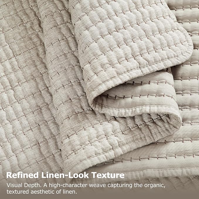 WDCOZY Taupe California King Size Quilt Set, 3 Pieces 118x106 inches | - Image 6