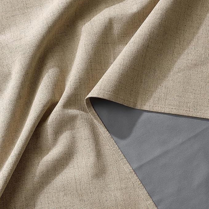 RYB HOME Burlap Linen Textured 100% Blackout Curtains 108 Inches - Image 7