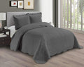 Linen Plus Embossed Coverlet Bedspread Set Oversized Solid Charcoal Full/Queen by Linen+Plus