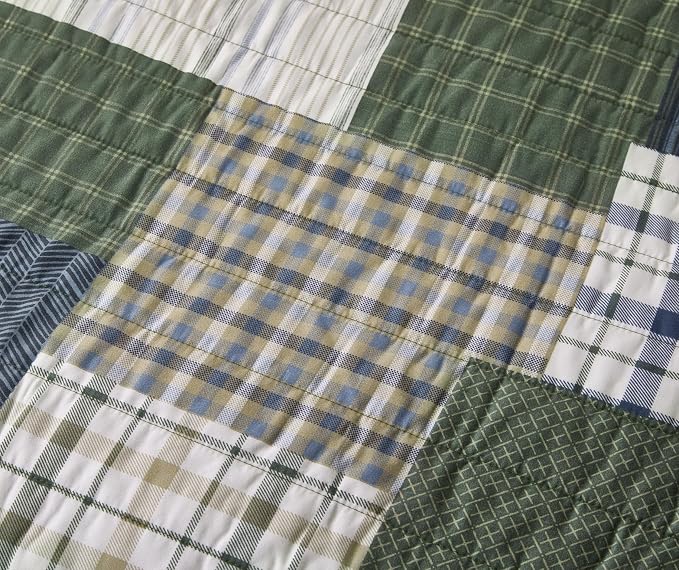 Chezmoi Collection Cedar 3-Piece Printed Patchwork Quilt Set, Oversized King - Image 8