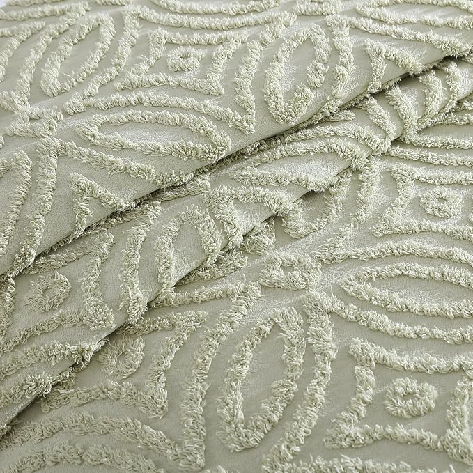 Beatrice Home Fashions Wedding Ring Full Cotton Chenille Bedspread, Sage | - Image 4