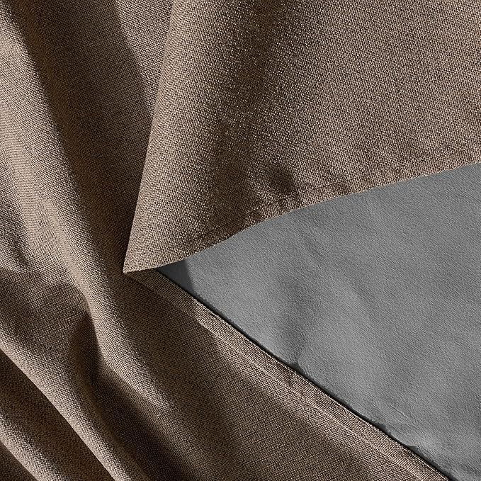 RYB HOME Brown Linen 100% Blackout Curtains 120 Inch Long - Image 7