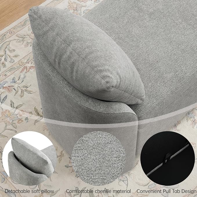 Usaint 58.3" Upholstered Storage Ottoman Bench - Image 3