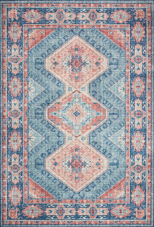 Loloi Skye Collection SKY-03 Turquoise/Terracotta 7' x 9' Oval Area Rug