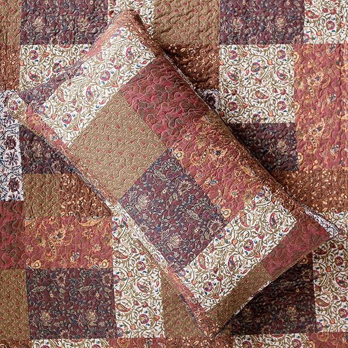 SLPR - Red Riches Patchwork Quilt Set, Fall Bedding, Twin - Image 2