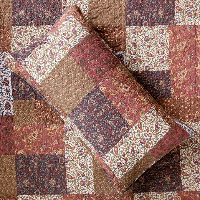 SLPR - Red Riches Patchwork Quilt Set, Fall Bedding, Queen - Image 2